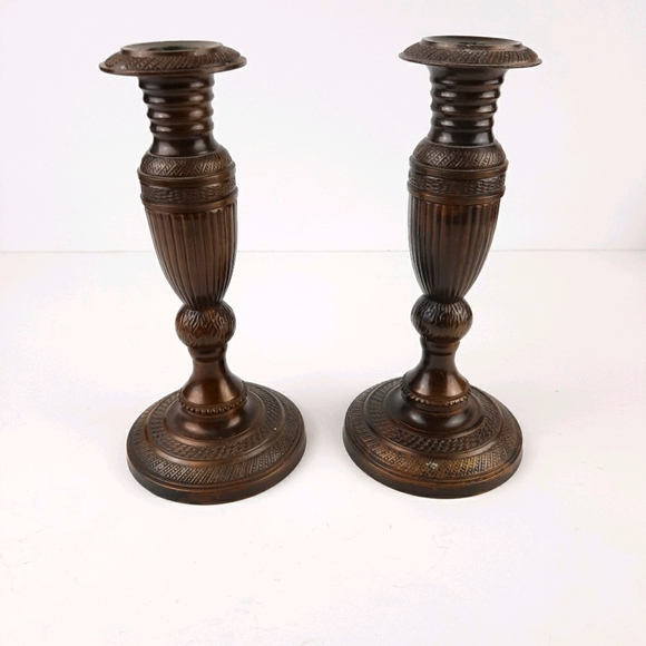 Solid bronze brass candlestick pottery barn arhaus